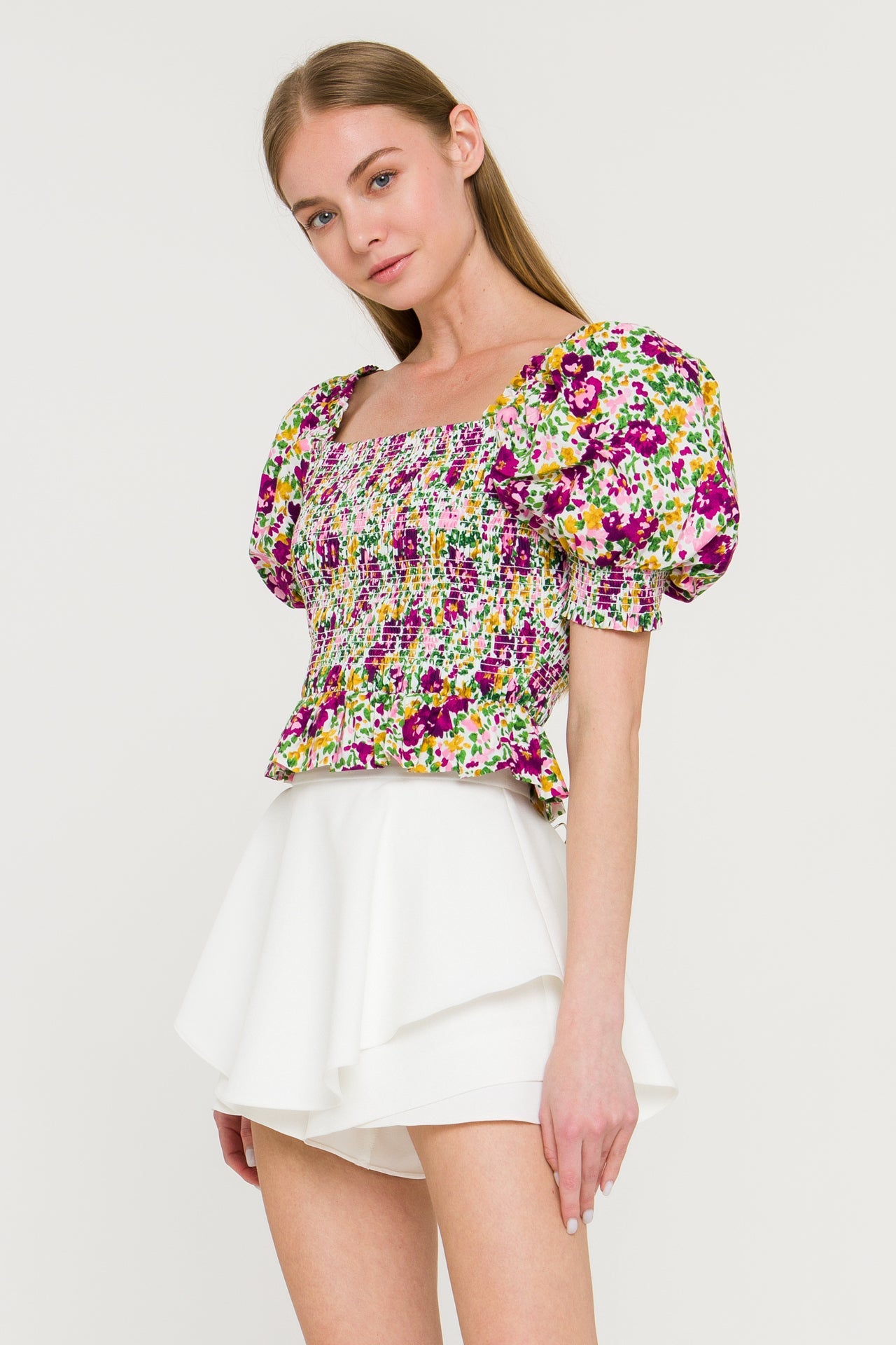 ENDLESS ROSE - Endless Rose - Floral Smocked Top - TOPS available at Objectrare