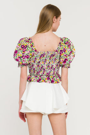 ENDLESS ROSE - Floral Smocked Top - TOPS available at Objectrare