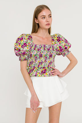 ENDLESS ROSE - Endless Rose - Floral Smocked Top - TOPS available at Objectrare