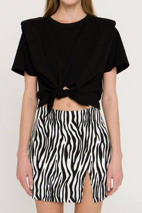 GREY LAB - Shoulder Pad Front Tie T-Shirt - TOPS available at Objectrare