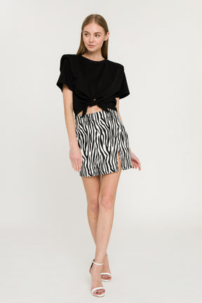 GREY LAB - Shoulder Pad Front Tie T-Shirt - TOPS available at Objectrare