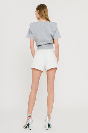 GREY LAB - Shoulder Pad Front Tie T-Shirt - TOPS available at Objectrare