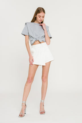 GREY LAB - Shoulder Pad Front Tie T-Shirt - TOPS available at Objectrare