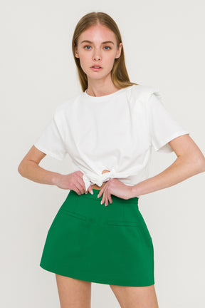 GREY LAB - Shoulder Pad Front Tie T-Shirt - TOPS available at Objectrare