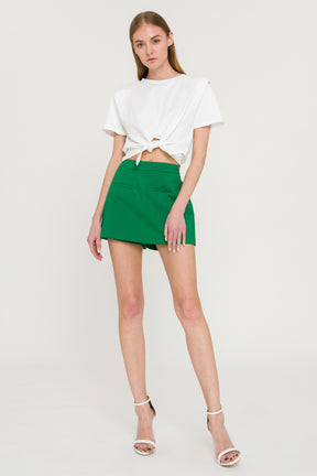 GREY LAB - Shoulder Pad Front Tie T-Shirt - TOPS available at Objectrare