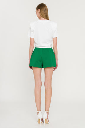 GREY LAB - Shoulder Pad Front Tie T-Shirt - TOPS available at Objectrare