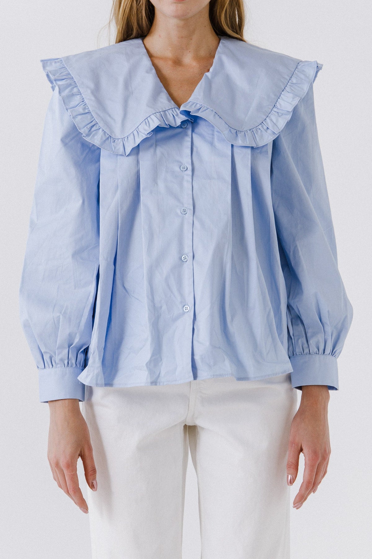 ENGLISH FACTORY - Women Woven Ruffled Collar Blouse - TOPS available at Objectrare