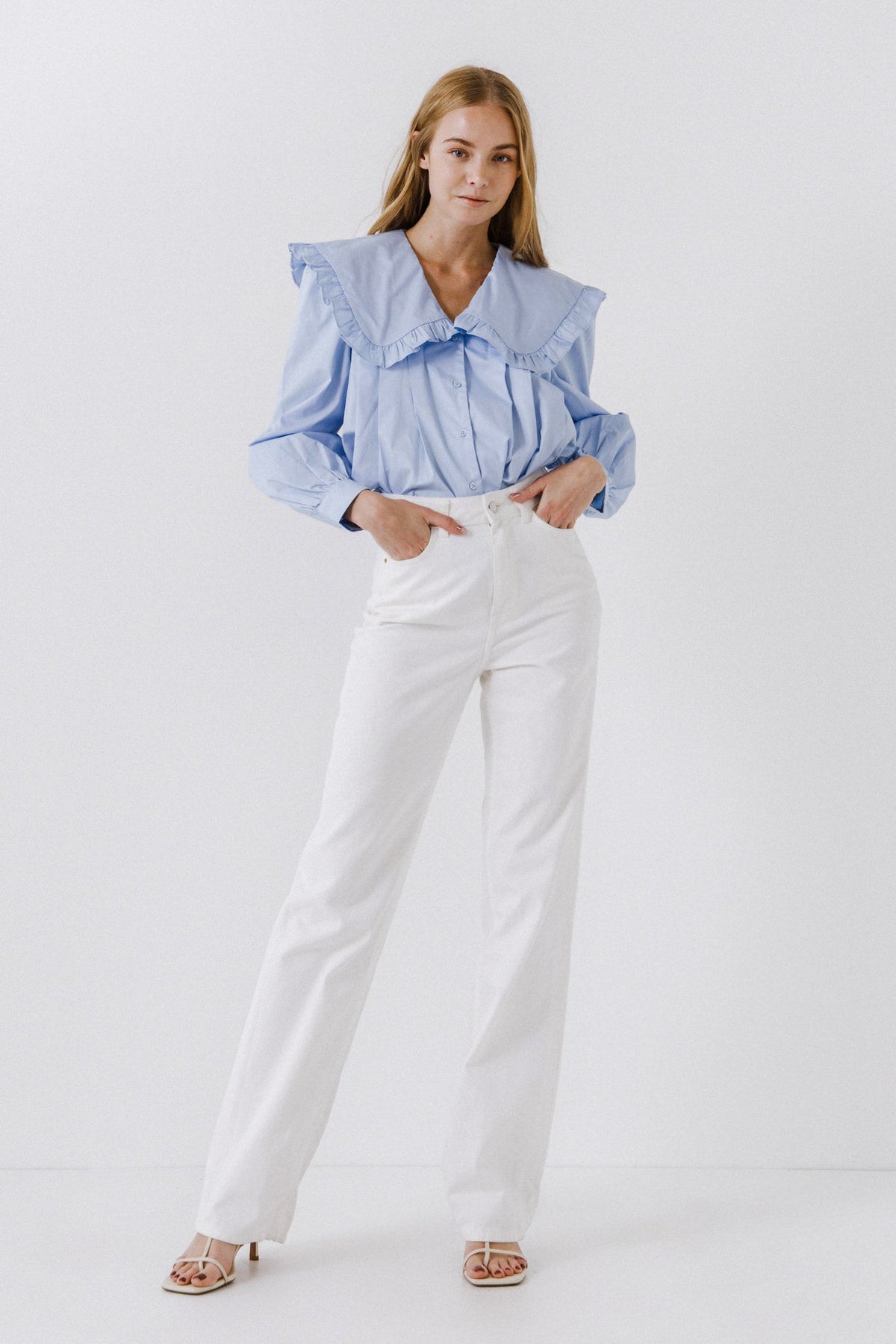 ENGLISH FACTORY - Women Woven Ruffled Collar Blouse - TOPS available at Objectrare