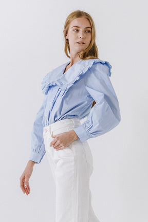 ENGLISH FACTORY - Women Woven Ruffled Collar Blouse - BLOUSES available at Objectrare