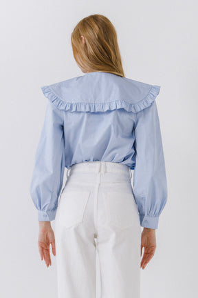 ENGLISH FACTORY - English Factory - Women Woven Ruffled Collar Blouse - SHIRTS & BLOUSES available at Objectrare