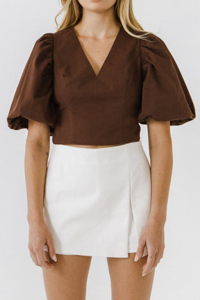 Puff Sleeve Crop Top