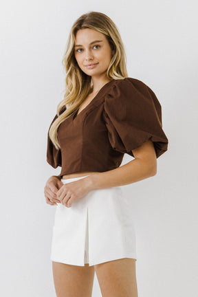 Puff Sleeve Crop Top
