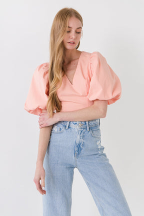 ENDLESS ROSE - Endless Rose - Exaggerated Sleeve Crop Top - TOPS available at Objectrare