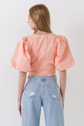 ENDLESS ROSE - Exaggerated Sleeve Crop Top - TOPS available at Objectrare