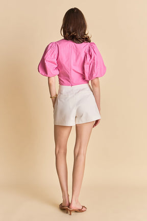 ENDLESS ROSE - Puff Sleeve Crop Top - TOPS available at Objectrare