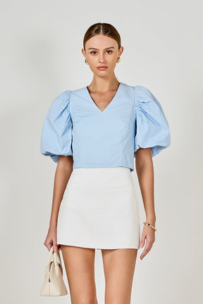 ENDLESS ROSE - Puff Sleeve Crop Top - TOPS available at Objectrare