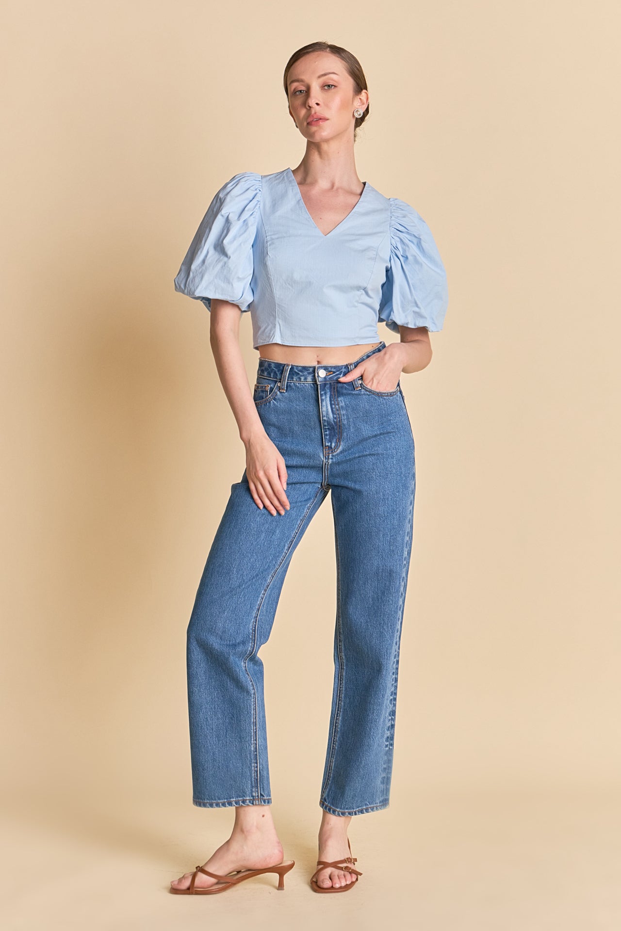 ENDLESS ROSE - Puff Sleeve Crop Top - TOPS available at Objectrare