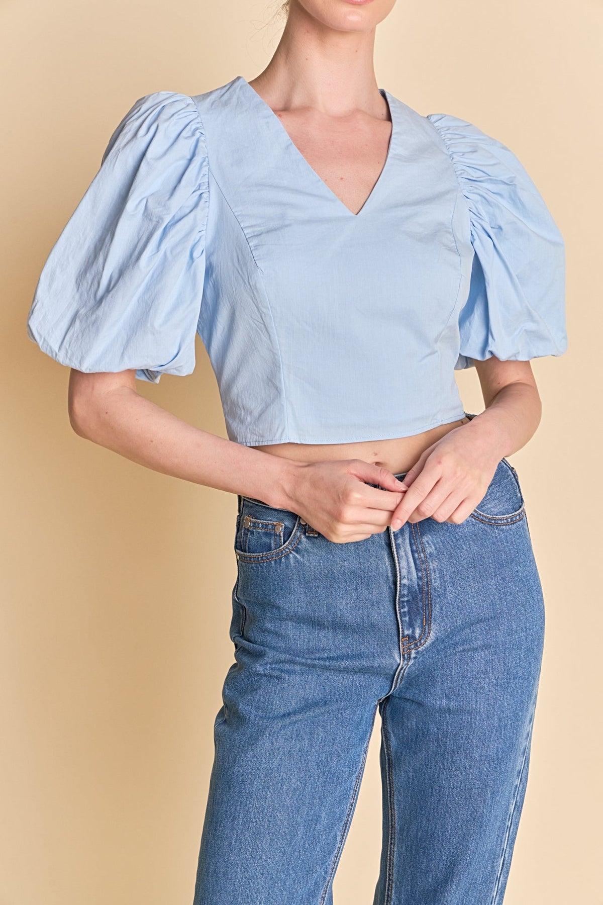 ENDLESS ROSE - Puff Sleeve Crop Top - TOPS available at Objectrare