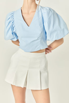 ENDLESS ROSE - Puff Sleeve Crop Top - TOPS available at Objectrare