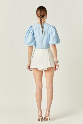 ENDLESS ROSE - Puff Sleeve Crop Top - TOPS available at Objectrare