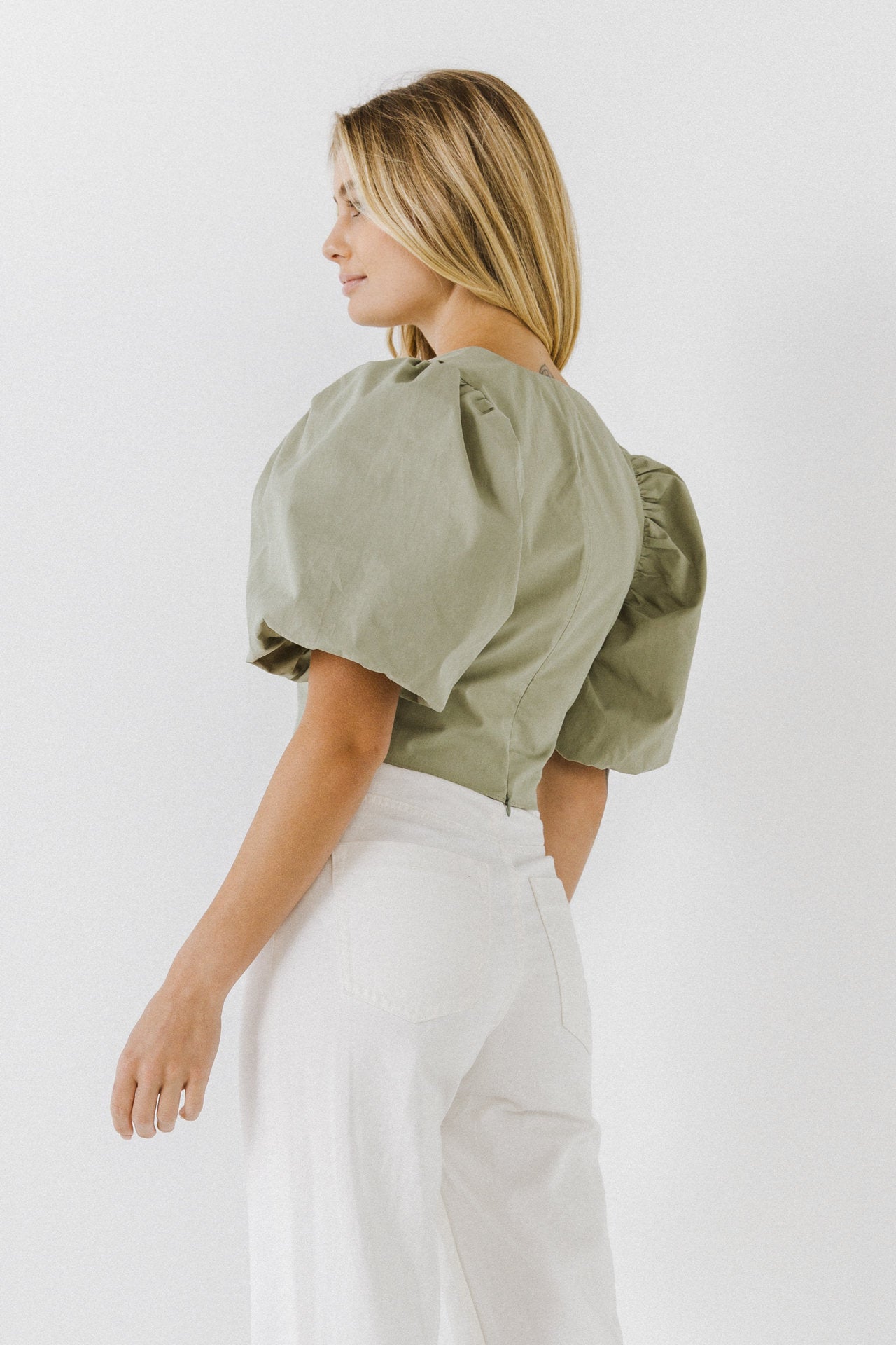 ENDLESS ROSE - Puff Sleeve Crop Top - TOPS available at Objectrare