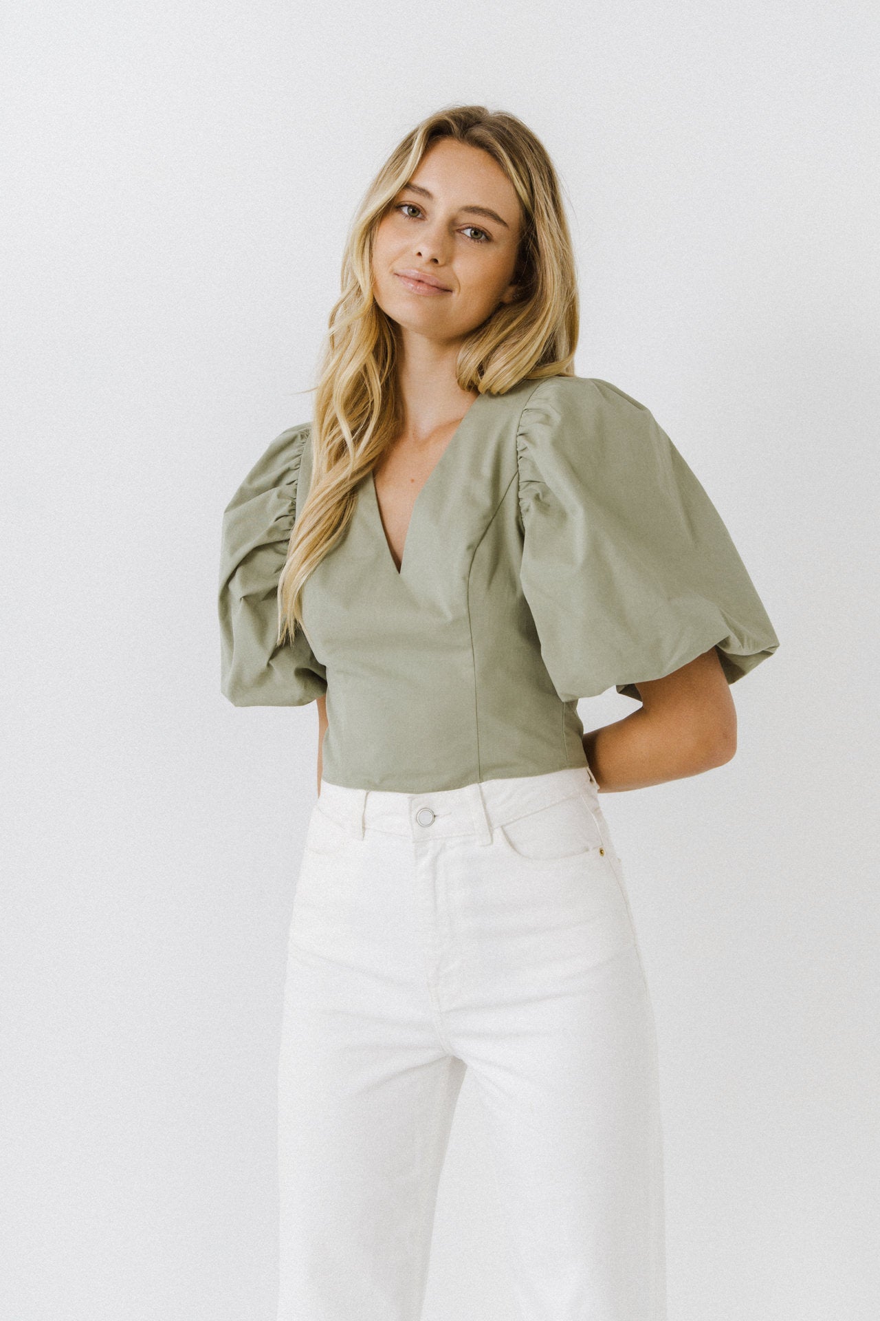 ENDLESS ROSE - Puff Sleeve Crop Top - TOPS available at Objectrare