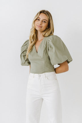 ENDLESS ROSE - Puff Sleeve Crop Top - TOPS available at Objectrare