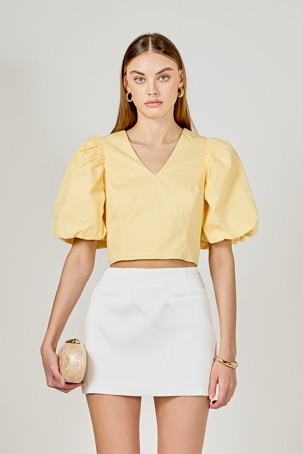 ENDLESS ROSE - Puff Sleeve Crop Top - TOPS available at Objectrare