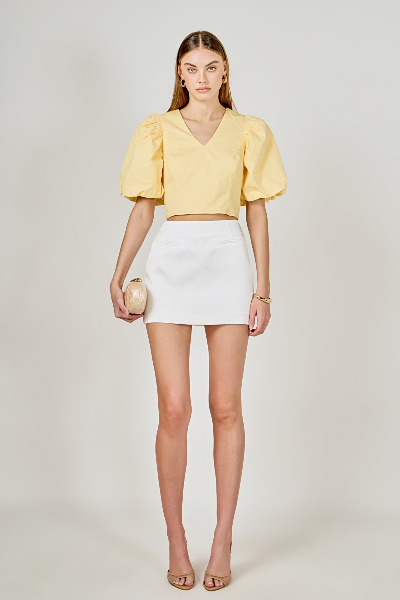 ENDLESS ROSE - Puff Sleeve Crop Top - TOPS available at Objectrare