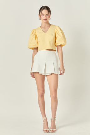 ENDLESS ROSE - Puff Sleeve Crop Top - TOPS available at Objectrare