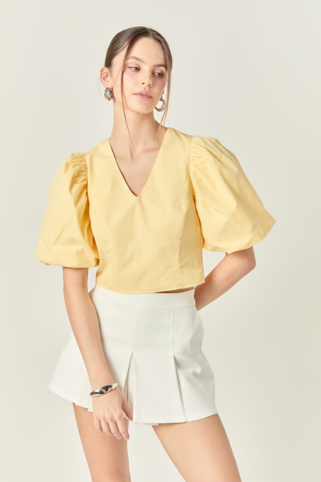 ENDLESS ROSE - Puff Sleeve Crop Top - TOPS available at Objectrare