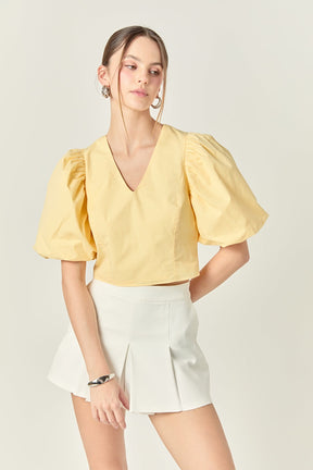 ENDLESS ROSE - Puff Sleeve Crop Top - TOPS available at Objectrare