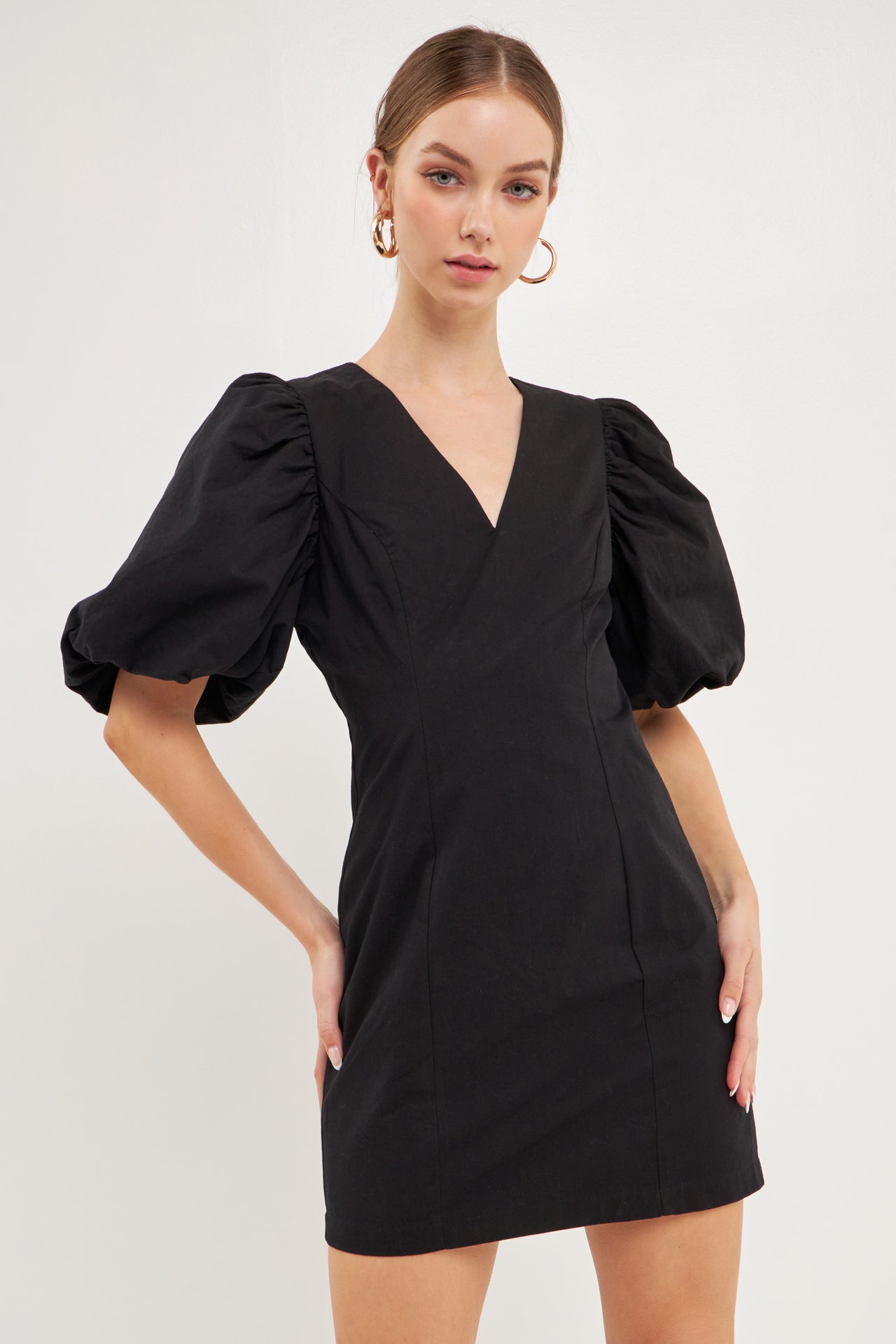 ENDLESS ROSE - Puff Sleeve Bodycon Mini Dress - DRESSES available at Objectrare