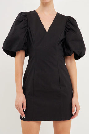 ENDLESS ROSE - Puff Sleeve Bodycon Mini Dress - DRESSES available at Objectrare