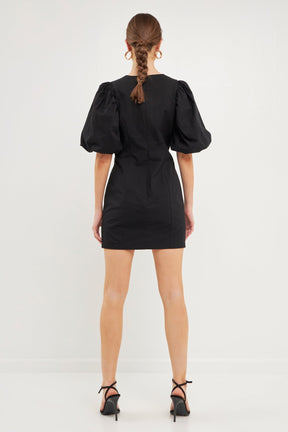 ENDLESS ROSE - Puff Sleeve Bodycon Mini Dress - DRESSES available at Objectrare