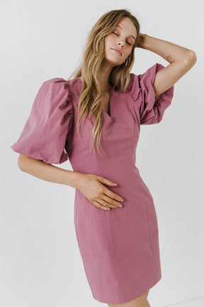 ENDLESS ROSE - Puff Sleeve Bodycon Mini Dress - DRESSES available at Objectrare