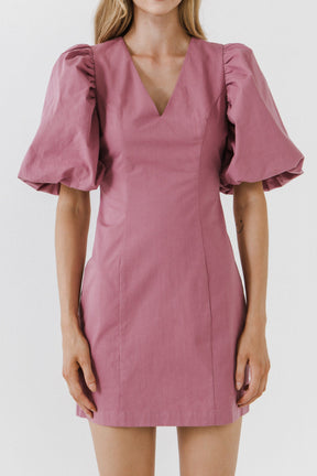 ENDLESS ROSE - Puff Sleeve Bodycon Mini Dress - DRESSES available at Objectrare