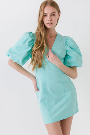 ENDLESS ROSE - Puff Sleeve Bodycon Mini Dress - DRESSES available at Objectrare
