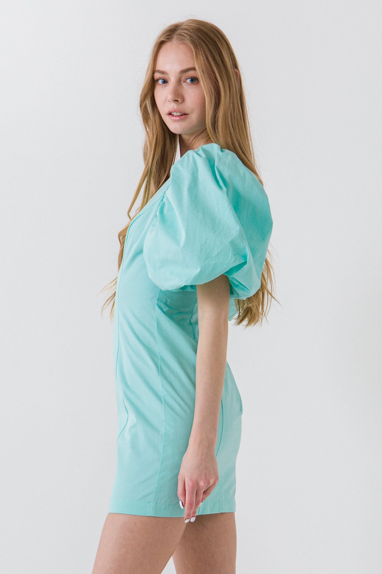 ENDLESS ROSE - Puff Sleeve Bodycon Mini Dress - DRESSES available at Objectrare