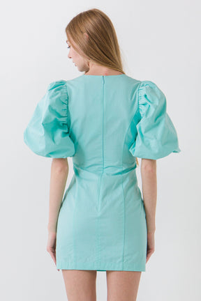 ENDLESS ROSE - Puff Sleeve Bodycon Mini Dress - DRESSES available at Objectrare