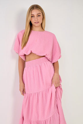 ENDLESS ROSE - Voluminous Textured Cropped Top - TOPS available at Objectrare