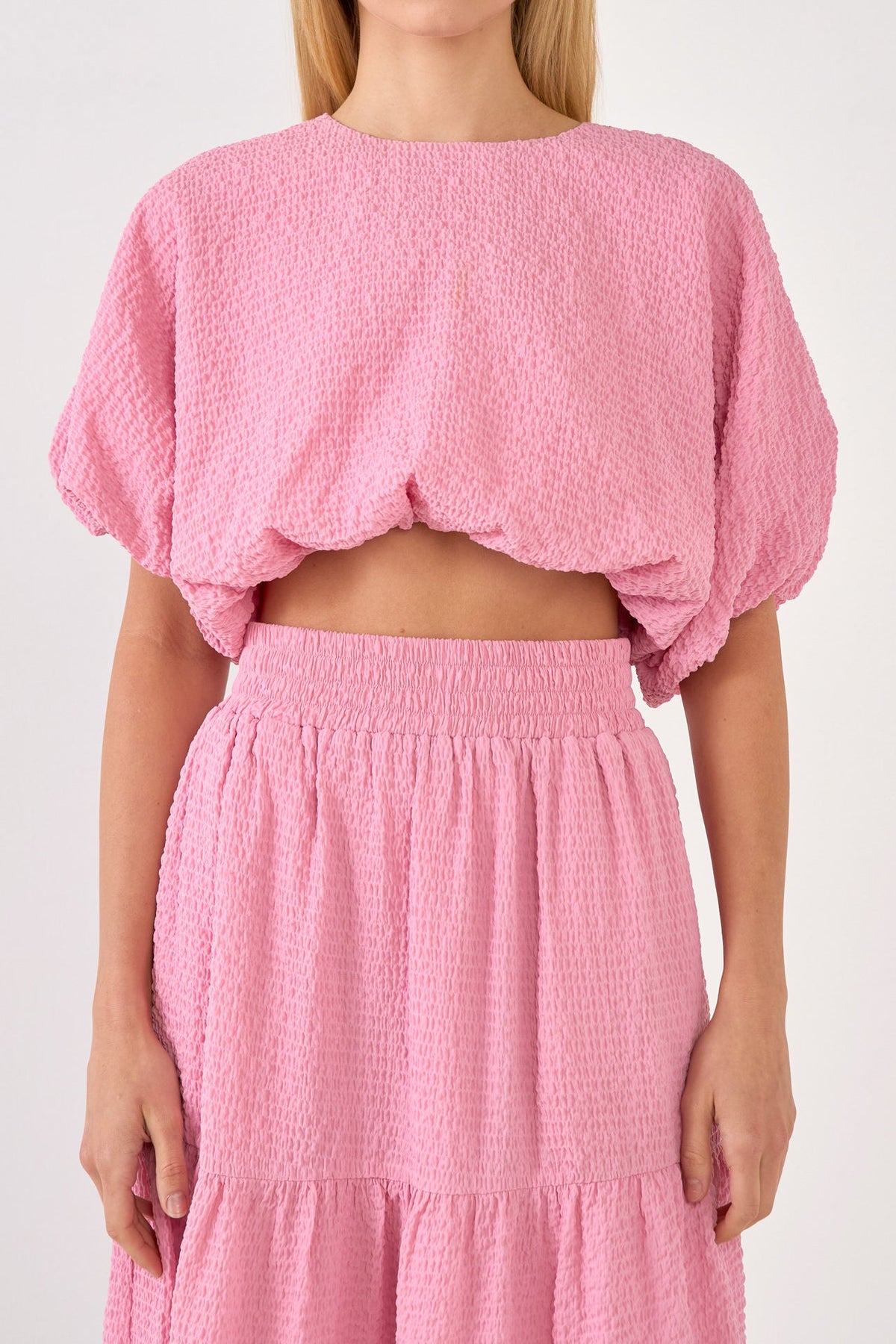 ENDLESS ROSE - Voluminous Textured Cropped Top - TOPS available at Objectrare