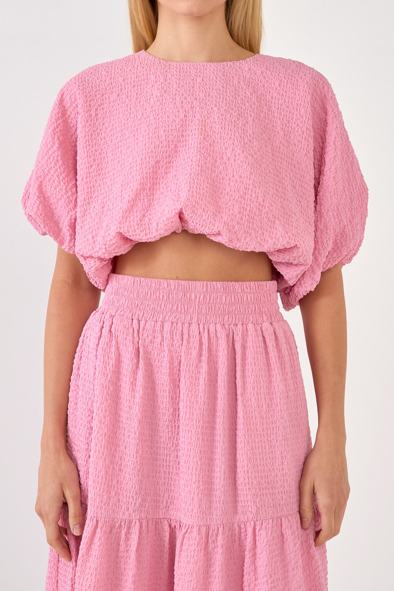 ENDLESS ROSE - Voluminous Textured Cropped Top - TOPS available at Objectrare