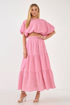 ENDLESS ROSE - Voluminous Textured Cropped Top - TOPS available at Objectrare