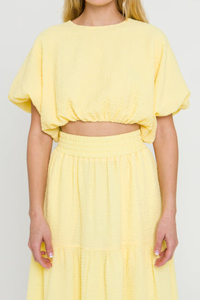 ENDLESS ROSE - Voluminous Textured Cropped Top - TOPS available at Objectrare