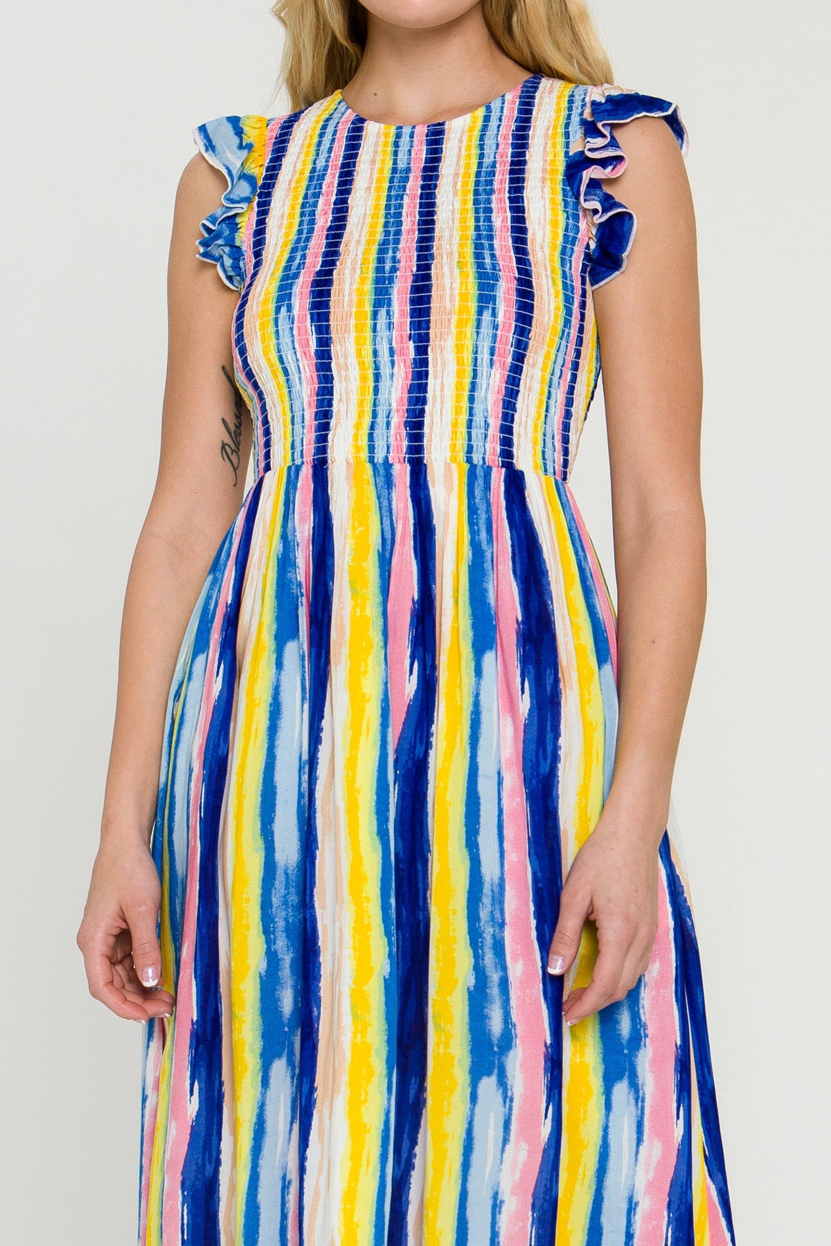 ENGLISH FACTORY - Multi Stripe Midi Dress - DRESSES available at Objectrare