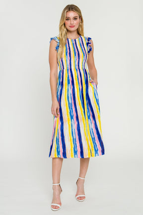 ENGLISH FACTORY - English Factory - Multi Stripe Midi Dress - DRESSES available at Objectrare