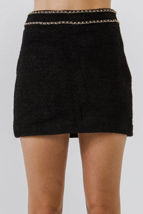 ENDLESS ROSE - Chain-Trimmed Mini Skirt - SKIRTS available at Objectrare