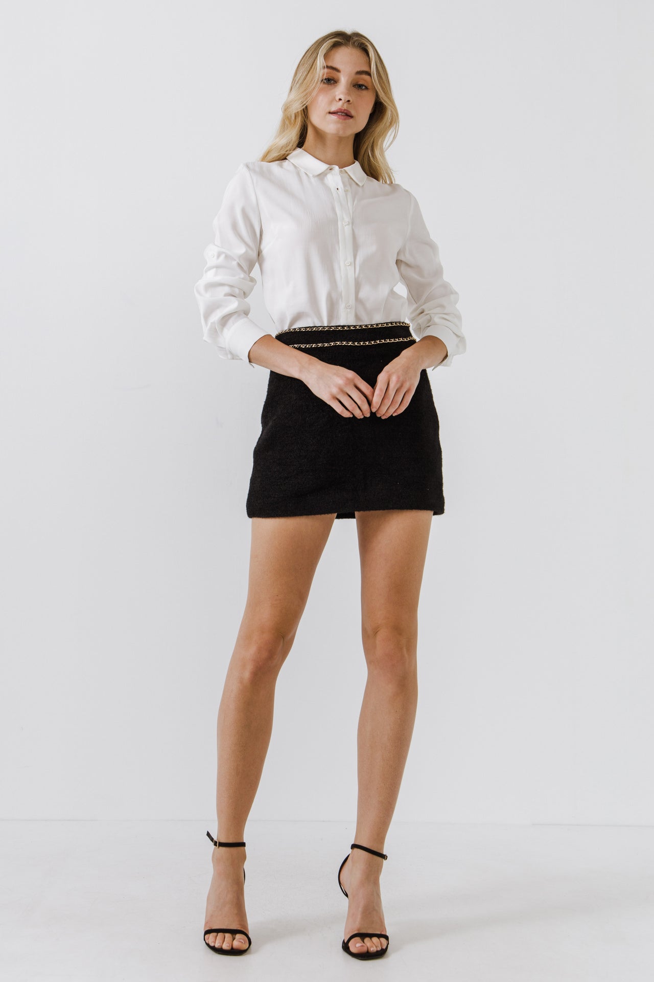 ENDLESS ROSE - Chain-Trimmed Mini Skirt - SKIRTS available at Objectrare