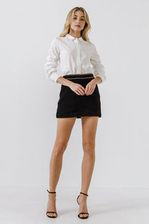 ENDLESS ROSE - Chain-Trimmed Mini Skirt - SKIRTS available at Objectrare